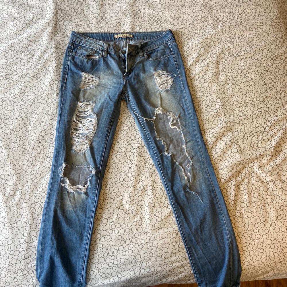 blue ripped jeans